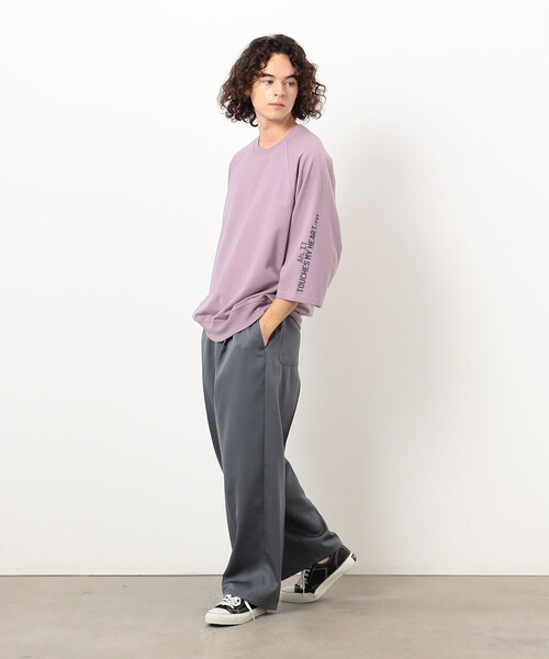 Purple&Yellow(パープルアンドイエロー)の「メッセージプリント6分袖プルオーバー(Tシャツ/カットソー・メンズ・チャコール/パープル/ホワイト・SMALL/MEDIUM/LARGE)」の17枚目の写真
