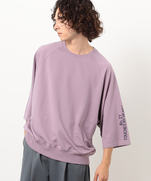 Purple&Yellow(パープルアンドイエロー)の「メッセージプリント6分袖プルオーバー(Tシャツ/カットソー・メンズ・チャコール/パープル/ホワイト・SMALL/MEDIUM/LARGE)」の18枚目の写真