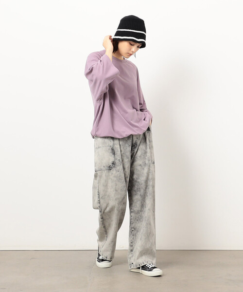 Purple&Yellow(パープルアンドイエロー)の「メッセージプリント6分袖プルオーバー(Tシャツ/カットソー・メンズ・チャコール/パープル/ホワイト・SMALL/MEDIUM/LARGE)」の6枚目の写真