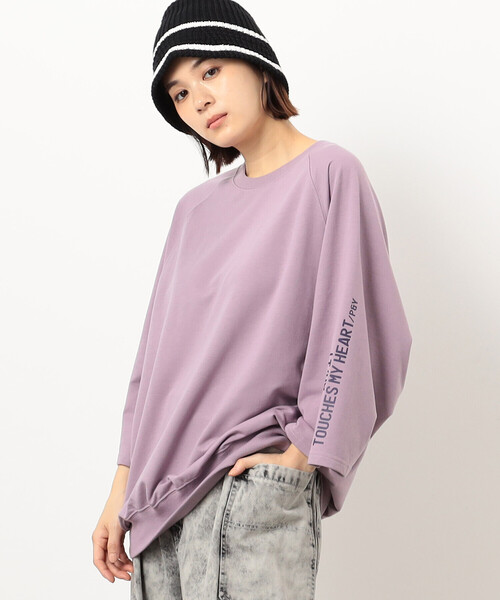 Purple&Yellow(パープルアンドイエロー)の「メッセージプリント6分袖プルオーバー(Tシャツ/カットソー・メンズ・チャコール/パープル/ホワイト・SMALL/MEDIUM/LARGE)」の7枚目の写真