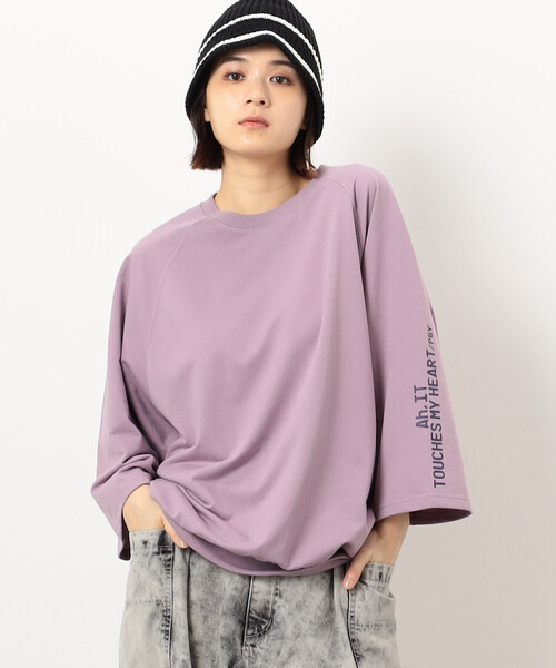 Purple&Yellow(パープルアンドイエロー)の「メッセージプリント6分袖プルオーバー(Tシャツ/カットソー・メンズ・チャコール/パープル/ホワイト・SMALL/MEDIUM/LARGE)」の8枚目の写真