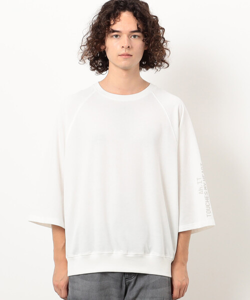 Purple&Yellow(パープルアンドイエロー)の「メッセージプリント6分袖プルオーバー(Tシャツ/カットソー・メンズ・チャコール/パープル/ホワイト・SMALL/MEDIUM/LARGE)」の9枚目の写真
