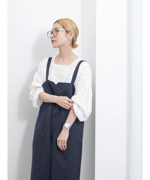 Samansa Mos2 blue(サマンサモスモスブルー)の「【Made in India】レースピンタックブラウス(シャツ/ブラウス・レディース・パープル/チャコールグレー/オフホワイト・F)」の6枚目の写真