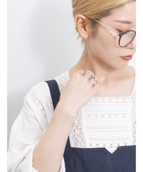 Samansa Mos2 blue(サマンサモスモスブルー)の「【Made in India】レースピンタックブラウス(シャツ/ブラウス・レディース・パープル/チャコールグレー/オフホワイト・F)」の8枚目の写真