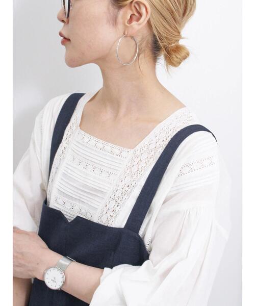 Samansa Mos2 blue(サマンサモスモスブルー)の「【Made in India】レースピンタックブラウス(シャツ/ブラウス・レディース・パープル/チャコールグレー/オフホワイト・F)」の20枚目の写真