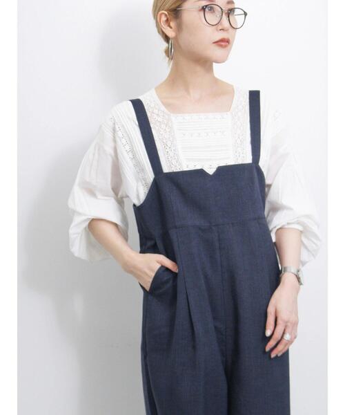 Samansa Mos2 blue(サマンサモスモスブルー)の「【Made in India】レースピンタックブラウス(シャツ/ブラウス・レディース・パープル/チャコールグレー/オフホワイト・F)」の21枚目の写真
