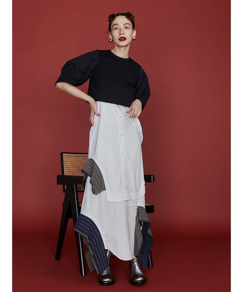 UN3D.（アンスリード）の「LAYER PARTS SHIRT CAMI-OP / レイヤーパーツシャツキャミワンピース（シャツワンピース・レディース・ブラック/ホワイト/その他1・36/38）」の9枚目の写真