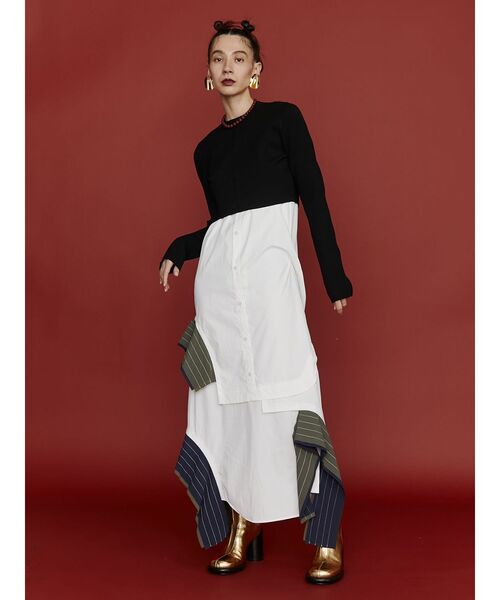 UN3D.（アンスリード）の「LAYER PARTS SHIRT CAMI-OP / レイヤーパーツシャツキャミワンピース（シャツワンピース・レディース・ブラック/ホワイト/その他1・36/38）」の19枚目の写真