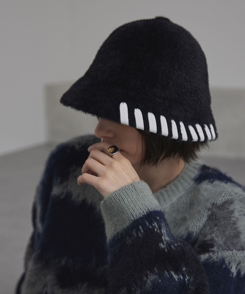 帽子 SHAGGY BUCKET HAT Hand-stitched shaggy bucket hat / ハンドステッチ シャギー