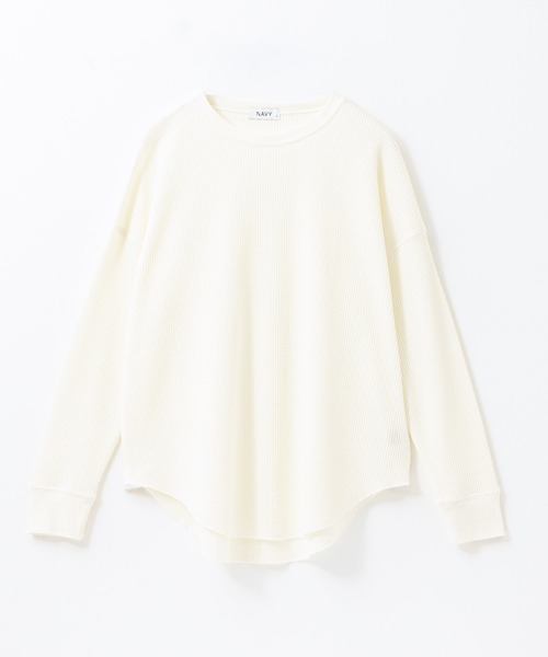 NAVY(ネイビー)の「NAVY ワッフルロンT 長袖(Tシャツ/カットソー・レディース・杢グレー/オフホワイト/スミクロ/オリーブ・フリー)」の19枚目の写真