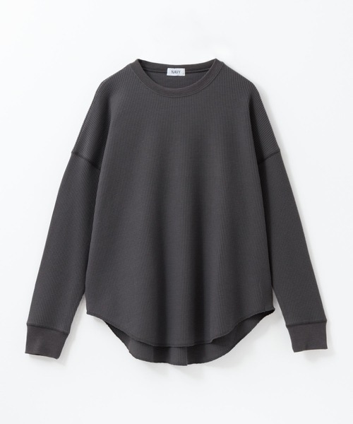 NAVY(ネイビー)の「NAVY ワッフルロンT 長袖(Tシャツ/カットソー・レディース・杢グレー/オフホワイト/スミクロ/オリーブ・フリー)」の17枚目の写真