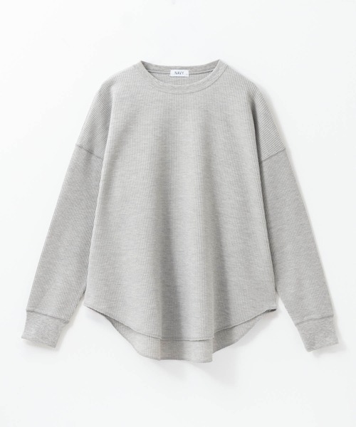 NAVY(ネイビー)の「NAVY ワッフルロンT 長袖(Tシャツ/カットソー・レディース・杢グレー/オフホワイト/スミクロ/オリーブ・フリー)」の15枚目の写真