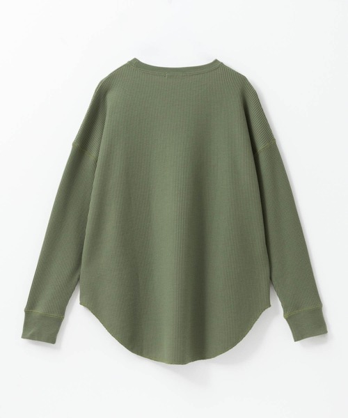 NAVY(ネイビー)の「NAVY ワッフルロンT 長袖(Tシャツ/カットソー・レディース・杢グレー/オフホワイト/スミクロ/オリーブ・フリー)」の12枚目の写真