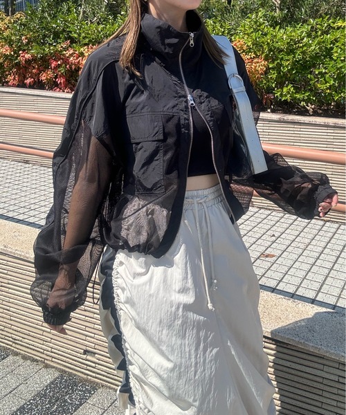 y/m by misato（イムバイミサト）の「メッシュ切替ルーズブルゾン（ブルゾン・レディース・ブラック/カーキ・FREE）」の18枚目の写真