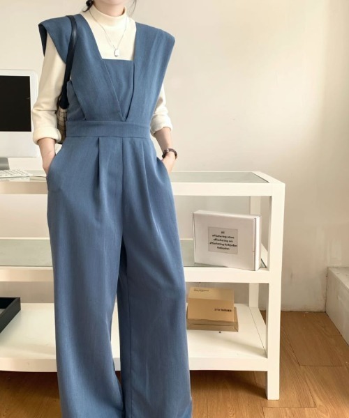 ABITOKYO（アビトーキョー）の「ワイドシルエットレイヤード風オールインワン（つなぎ/オールインワン・レディース・ブラック/ブルーグレー/カーキ/グレイッシュベージュ/チャコールグレー・L/M）」の15枚目の写真