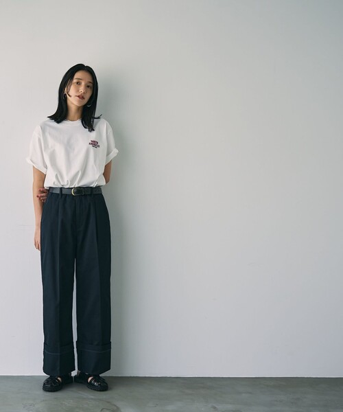 coen（コーエン）の「ロールアップチノワイドパンツ（チノパンツ・レディース・ベージュ/ネイビー・M/L）」の15枚目の写真