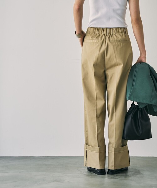 【関税込み】Lanvin グレー ロールアップ ウール ワイドパンツ アーネス 尾州産ウールカシミヤ混ヘリンボーン柄ワイドパンツ