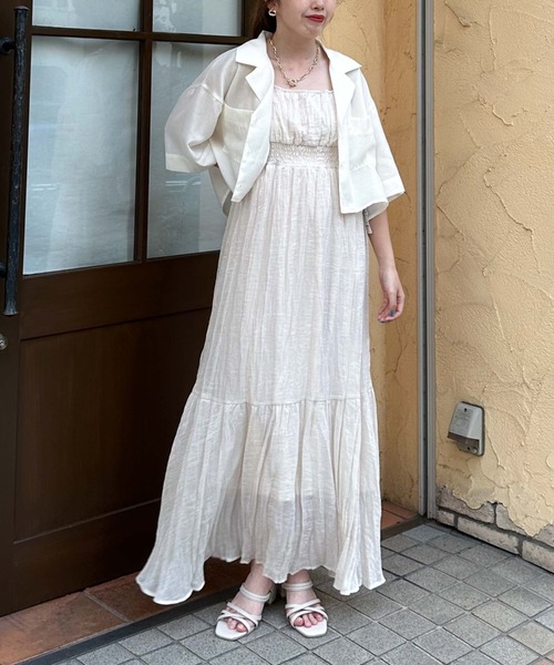 archives（アルシーヴ）の「シャイニーシャーリングキャミワンピース（ワンピース・レディース・グレー/ピンクベージュ/ブラック/アイボリー・MEDIUM）」の12枚目の写真