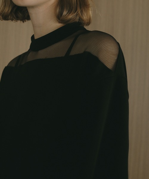 MANOF（マノフ）の「SHOLDER MESH FLARE ONE PIECE（ワンピース