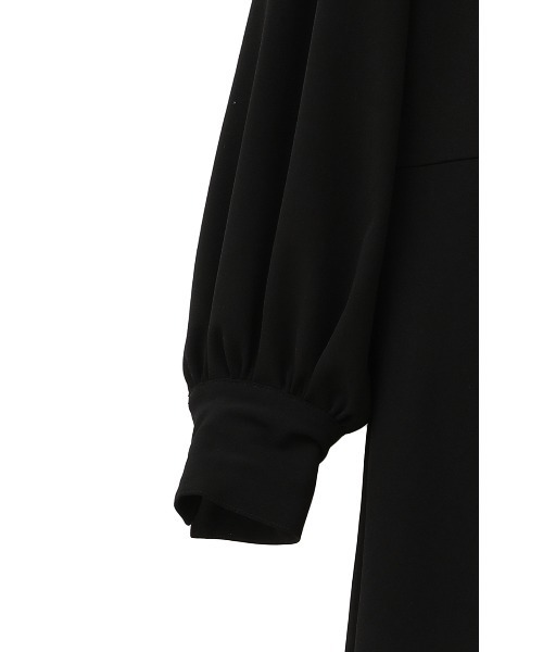 24AW　MANOF　ショルダーメッシュフレアワンピース　黒　マノフ MANOF（マノフ）の「SHOLDER MESH FLARE ONE PIECE（ワンピース