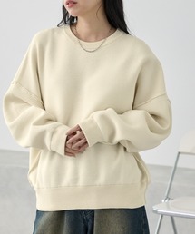 <ウォッシャブル>スウェットライクビッグニットアイボリー