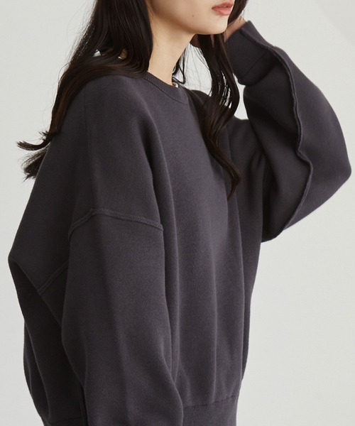 MONO-MART(モノマート)の「<ウォッシャブル>スウェットライクビッグニット(ニット/セーター・レディース・アイボリー/ミント/オートミール/杢グレー/ネイビー/ブラック/レッド/ピンク/ブルー系/スモークピンク/ダークグレー/モカ/モスグリーン・FREE)」の4枚目の写真