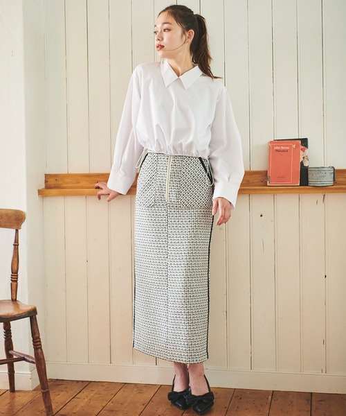 31 Sons de mode（トランテアン　ソン　ドゥ　モード）の「裾ドロストネクタイ付きシャツ（シャツ/ブラウス・レディース・ピンク/オフホワイト・フリー）」の8枚目の写真