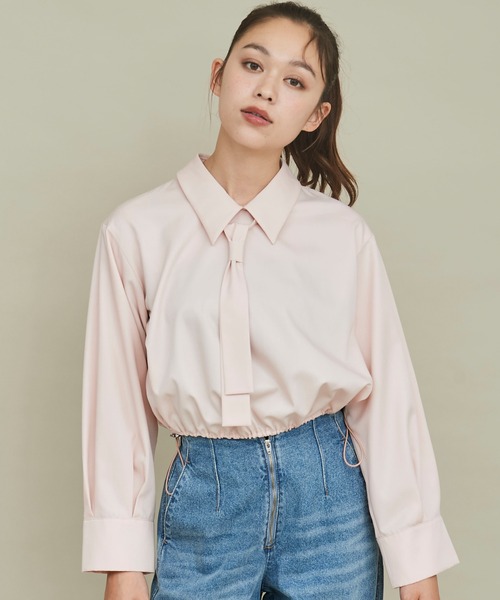 31 Sons de mode（トランテアン　ソン　ドゥ　モード）の「裾ドロストネクタイ付きシャツ（シャツ/ブラウス・レディース・ピンク/オフホワイト・フリー）」の10枚目の写真