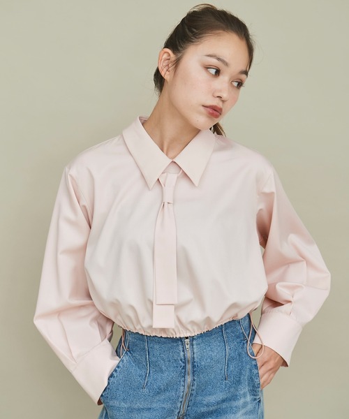 31 Sons de mode（トランテアン　ソン　ドゥ　モード）の「裾ドロストネクタイ付きシャツ（シャツ/ブラウス・レディース・ピンク/オフホワイト・フリー）」の11枚目の写真