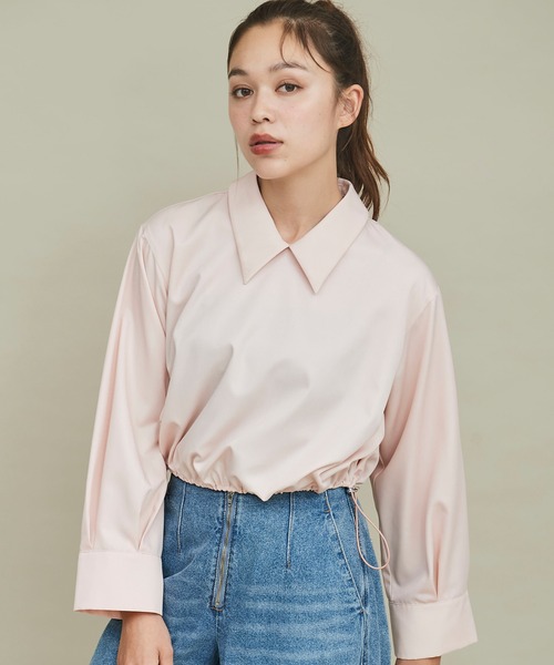 31 Sons de mode（トランテアン　ソン　ドゥ　モード）の「裾ドロストネクタイ付きシャツ（シャツ/ブラウス・レディース・ピンク/オフホワイト・フリー）」の15枚目の写真