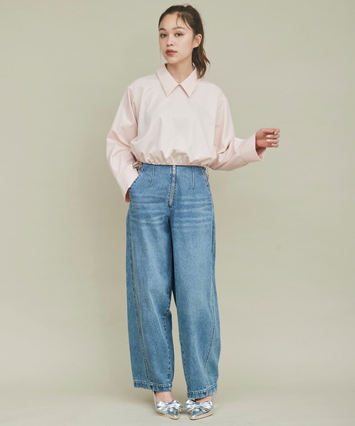 31 Sons de mode（トランテアン　ソン　ドゥ　モード）の「裾ドロストネクタイ付きシャツ（シャツ/ブラウス・レディース・ピンク/オフホワイト・フリー）」の16枚目の写真