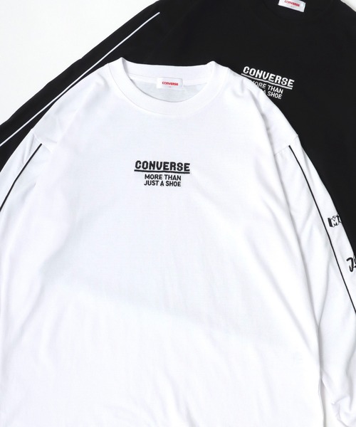 CONVERSE(コンバース)の「CONVERSE/コンバース ワンポイントロゴ 袖/バックプリント ラグラン ロンT 長袖 レディース メンズ(Tシャツ/カットソー・レディース・ブラック系その他/ブラック/ホワイト/ホワイト系その他・M/L/LL)」の1枚目の写真