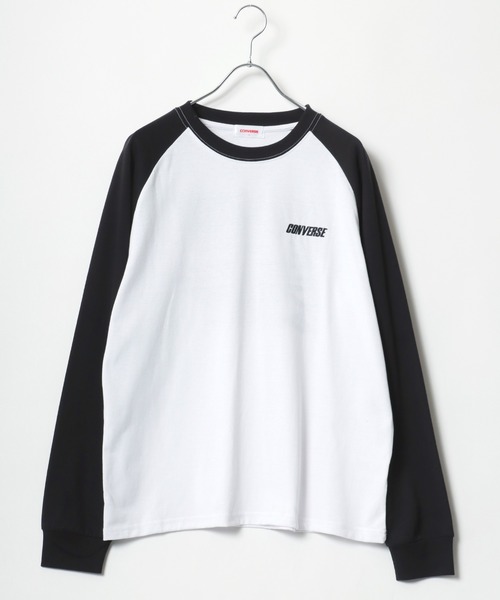 CONVERSE(コンバース)の「CONVERSE/コンバース ワンポイントロゴ 袖/バックプリント ラグラン ロンT 長袖 レディース メンズ(Tシャツ/カットソー・レディース・ブラック系その他/ブラック/ホワイト/ホワイト系その他・M/L/LL)」の8枚目の写真