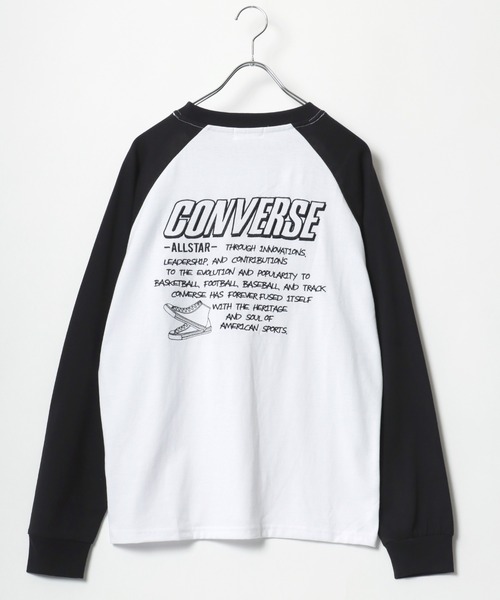 CONVERSE(コンバース)の「CONVERSE/コンバース ワンポイントロゴ 袖/バックプリント ラグラン ロンT 長袖 レディース メンズ(Tシャツ/カットソー・レディース・ブラック系その他/ブラック/ホワイト/ホワイト系その他・M/L/LL)」の9枚目の写真