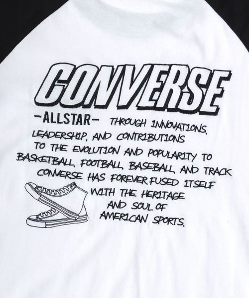 CONVERSE(コンバース)の「CONVERSE/コンバース ワンポイントロゴ 袖/バックプリント ラグラン ロンT 長袖 レディース メンズ(Tシャツ/カットソー・レディース・ブラック系その他/ブラック/ホワイト/ホワイト系その他・M/L/LL)」の19枚目の写真