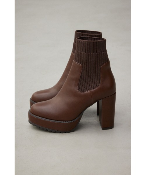 AZUL by moussy（アズールバイマウジー）の「ソックスヒールブーツ（ブーツ・レディース・ブラウン/ブラック・LL/LARGE/MEDIUM/SMALL）」の5枚目の写真