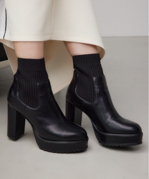 AZUL by moussy（アズールバイマウジー）の「ソックスヒールブーツ（ブーツ・レディース・ブラウン/ブラック・LL/LARGE/MEDIUM/SMALL）」の20枚目の写真