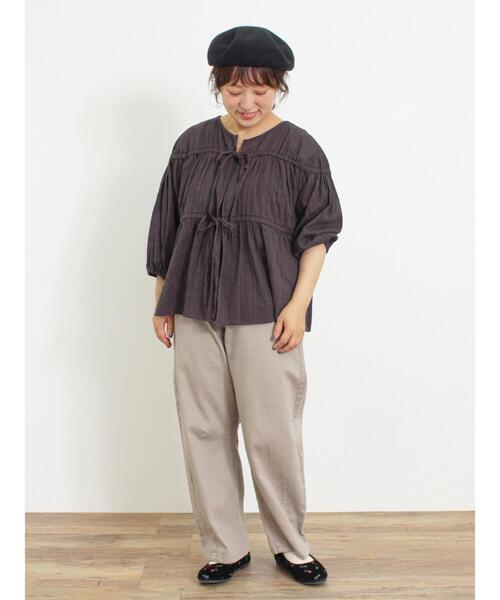 Samansa Mos2（サマンサ モスモス）の「◎リボンフレアブラウス（シャツ/ブラウス・レディース・チャコールグレー/ブラウン/ブルー/オフホワイト・F）」の20枚目の写真