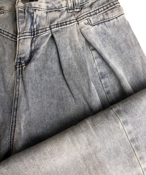 CANVAS+(キャンバスプラス)の「【CANVAS+】デニムタックワイドパンツ(デニムパンツ・レディース・サックスブルー・S/M/L)」の9枚目の写真
