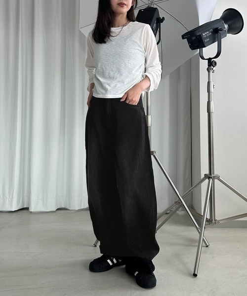 apres jour mignon（アプレジュールミニョン）の「サイドシャーリングシアートップス【ZOZOTOWN限定アイテム】（Tシャツ/カットソー・レディース・チャコールグレー/ブラック/ダークブラウン/オフホワイト/ボルドー・X-LARGE/フリー）」の12枚目の写真