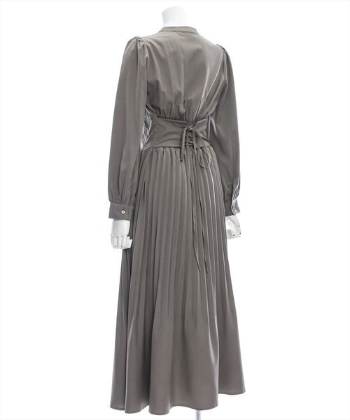 clear（クリア）の「ウエスト切替消シプリーツ長袖ロングワンピース [1着でコーデが完成 大人 フェミニン]≪再入荷≫（ワンピース・レディース・カーキ/ダークブラウン/ライトグレー・F）」の12枚目の写真