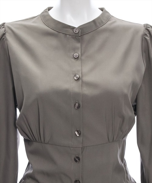 clear（クリア）の「ウエスト切替消シプリーツ長袖ロングワンピース [1着でコーデが完成 大人 フェミニン]≪再入荷≫（ワンピース・レディース・カーキ/ダークブラウン/ライトグレー・F）」の5枚目の写真