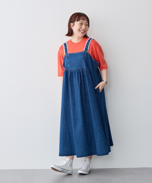 anyfee(エニフィー)の「【anyfee】フリンジデザインデニムジャンスカ《大きいサイズ/プラスサイズ》◆2025SS◆(ワンピース・レディース・ブラック/ネイビー・4L/5L/3L/LL)」の2枚目の写真