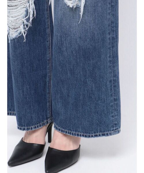GYDA（ジェイダ）の「ハイウエストダメージレースPatchストレートワイドデニムパンツ（デニムパンツ・レディース・ブルー/ブラック・SMALL/MEDIUM）」の8枚目の写真
