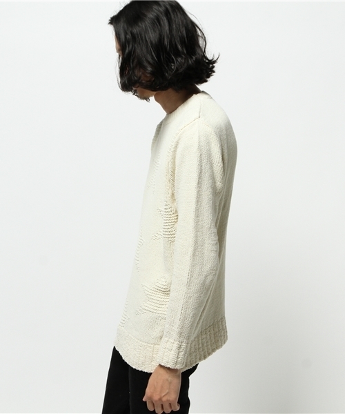 Lui's（ルイス）の「Lui's(ルイス) 星柄ニット（ニット/セーター・メンズ・ホワイト/ブラック・MEDIUM/SMALL）」の3枚目の写真