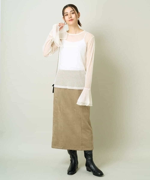 a.v.v（アーヴェヴェ）の「ベルスリーブドットチュールトップス（Tシャツ/カットソー・レディース・アイボリー/ブラック・36/40/38）」の22枚目の写真