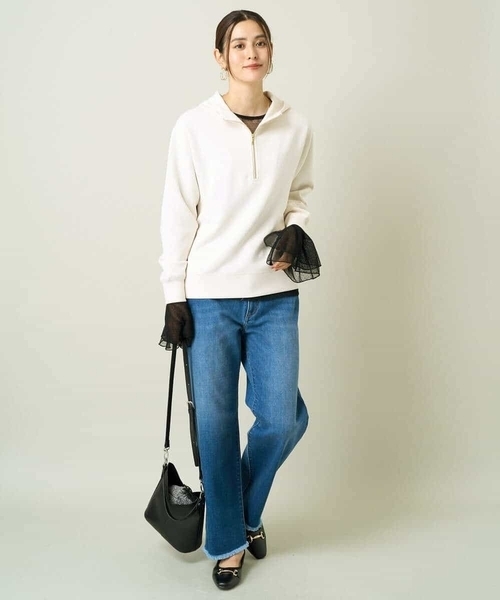 a.v.v（アーヴェヴェ）の「ベルスリーブドットチュールトップス（Tシャツ/カットソー・レディース・アイボリー/ブラック・36/40/38）」の7枚目の写真