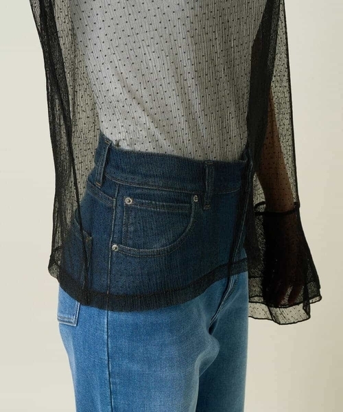 a.v.v（アーヴェヴェ）の「ベルスリーブドットチュールトップス（Tシャツ/カットソー・レディース・アイボリー/ブラック・36/40/38）」の14枚目の写真