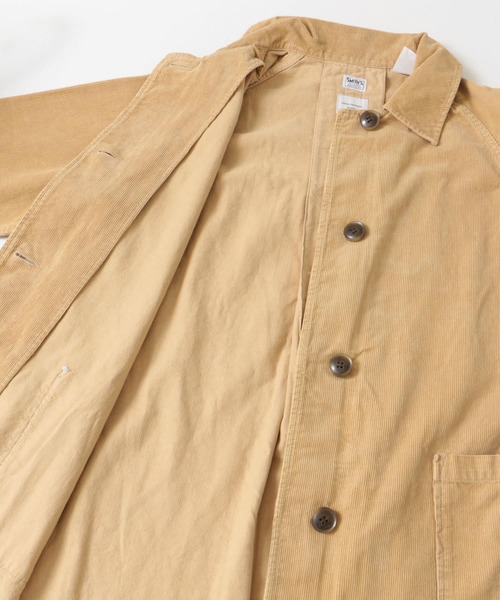 SMITH（スミス）の「『別注』SMITH×DOORS　コーデュロイロングコート（ステンカラーコート・レディース・ベージュ/ブラック・FREE）」の9枚目の写真