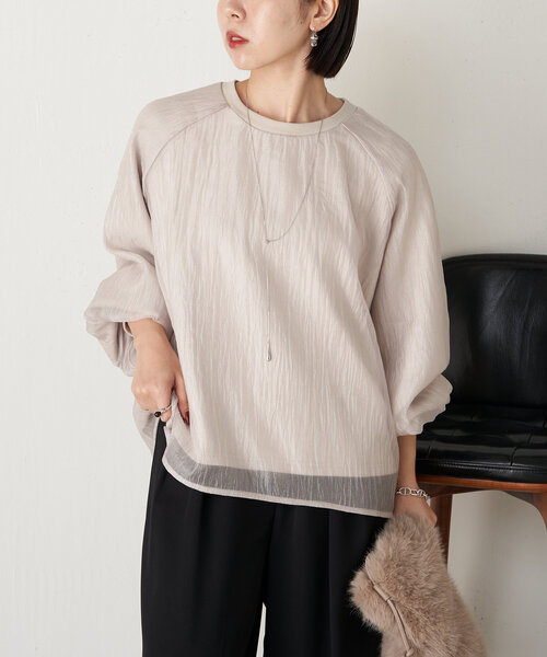 Jena espace merveilleux（ジェナ　エスパスメルヴェイユ）の「シアーレイヤードプルオーバー（Tシャツ/カットソー・レディース・ベージュ/カーキ/グレー・FREE）」の3枚目の写真
